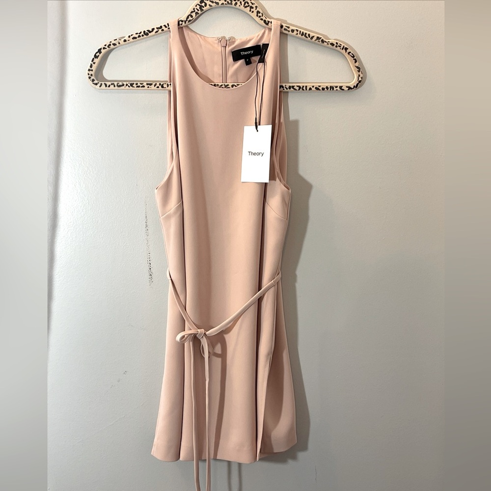 R$225 Theory Perfect Tie Top Rosebud (Lt. Pink) City Drape Sleeveless Size P NEW